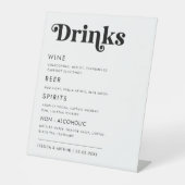 Retro Whimsical Bold Script Wedding Bar Drink Menu Sockelschild (Vorderseite)