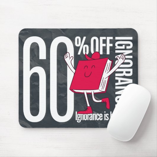 Retro Whimsical Bookish Ignorance Banned Office  Mousepad (Mit Mouse)