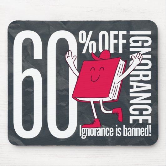 Retro Whimsical Bookish Ignorance Banned Office  Mousepad (Vorne)