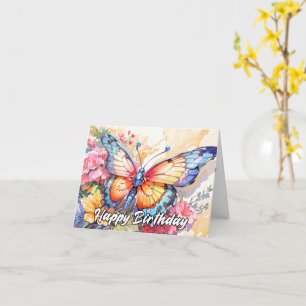 Retro Whimsical Butterfly zum Geburtstag Karte