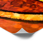 Retro Whimsical Cat Kitty Floral Yellow Orange Poster (Ecke)