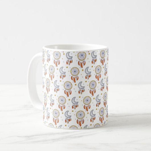 Retro Whimsical Celestial Boho Muster Kaffeetasse (Vorderseite Links)