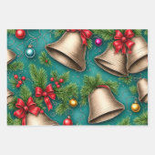 Retro Whimsical Christmas Bells Geschenkpapier Set (Vorderseite 2)