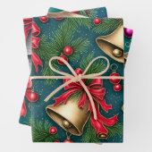 Retro Whimsical Christmas Bells Geschenkpapier Set (Beispiel)