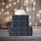 Retro Whimsical + Dunkle Weihnachtsbaumen Geschenkpapier