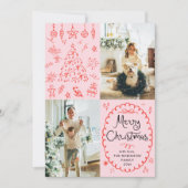 Retro Whimsical Hand Drawn Frohe Weihnachten 2 Fot (Vorderseite)