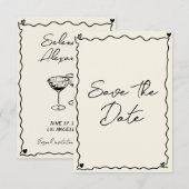 Retro Whimsical handgeschriebene Hochzeit Save The Date (Vorne/Hinten)