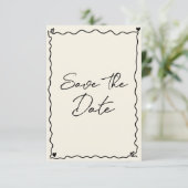 Retro Whimsical handgeschriebene Hochzeit Save The Date (Stehend Vorderseite)
