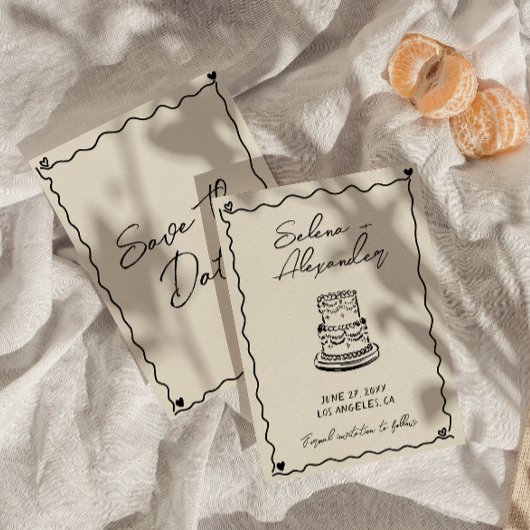 Retro Whimsical handgeschriebene Hochzeit Save The Date