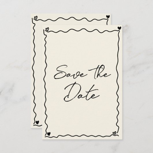 Retro Whimsical handgeschriebene Hochzeit Save The Date (Vorne/Hinten)