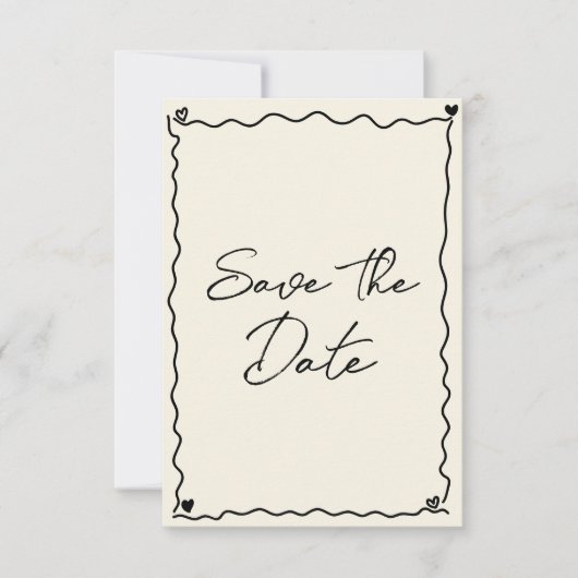 Retro Whimsical handgeschriebene Hochzeit Save The Date (Vorderseite)