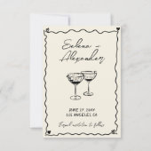 Retro Whimsical handgeschriebene Hochzeit Save The Date (Rückseite)