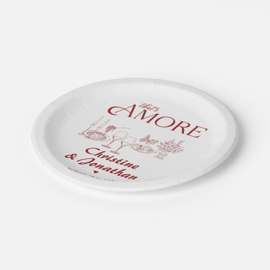 Retro Whimsical Italienische Probe Abendessen Pappteller (Schrägansicht)