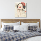 Retro Whimsical Lady Stretched Canvas Print Leinwanddruck (Insitu (Schlafzimmer))