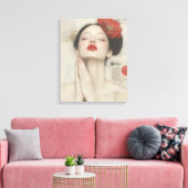 Retro Whimsical Lady Stretched Canvas Print Leinwanddruck (Insitu (Wohnzimmer))