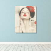 Retro Whimsical Lady Stretched Canvas Print Leinwanddruck (Insitu (Holzboden))