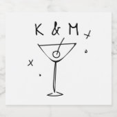 Retro Whimsical Martini Handgezeichnete individuel Alkoholflaschenetikett (Einzelnes Label)