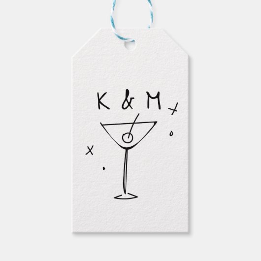 Retro Whimsical Martini Handgezeichnete individuel Geschenkanhänger (Vorderseite)