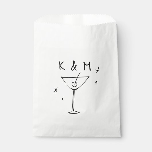 Retro Whimsical Martini Handgezeichnete individuel Geschenktütchen (Vorderseite)