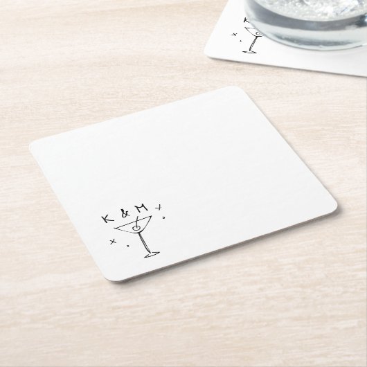 Retro Whimsical Martini Handgezeichnete individuel Rechteckiger Pappuntersetzer (angewinkelt)