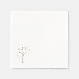 Retro Whimsical Martini Handgezeichnete individuel Serviette