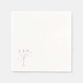 Retro Whimsical Martini Handgezeichnete individuel Serviette