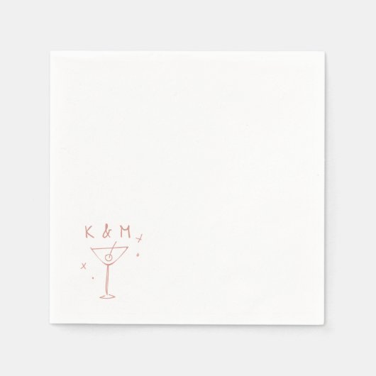 Retro Whimsical Martini Handgezeichnete individuel Serviette (Vorderseite)