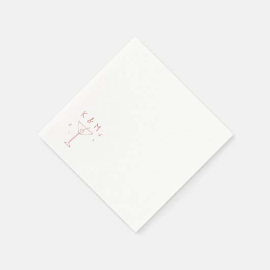 Retro Whimsical Martini Handgezeichnete individuel Serviette (Ecke)