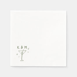 Retro Whimsical Martini Handgezeichnete individuel Serviette