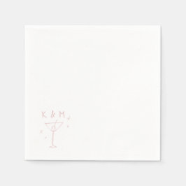 Retro Whimsical Martini Handgezeichnete individuel Serviette