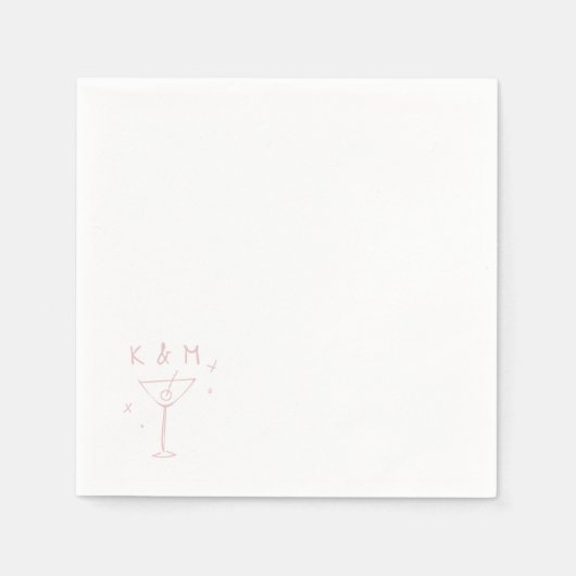 Retro Whimsical Martini Handgezeichnete individuel Serviette (Vorderseite)