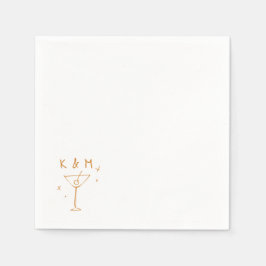 Retro Whimsical Martini Handgezeichnete individuel Serviette