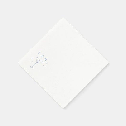 Retro Whimsical Martini Handgezeichnete individuel Serviette (Ecke)