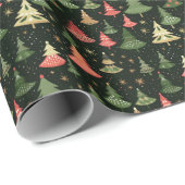 Retro Whimsical + Nostalgische Weihnachtsbäume Geschenkpapier (Rolleneckpunkt)