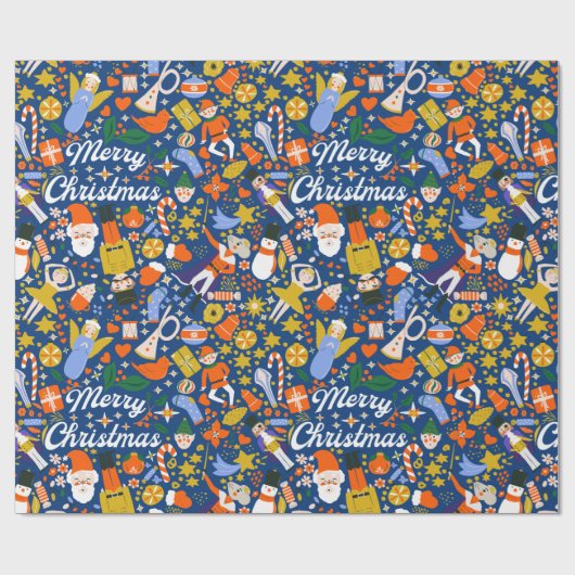 Retro Whimsical Santa Elf Dancer Nutcracker drucke Geschenkpapier (Flach)