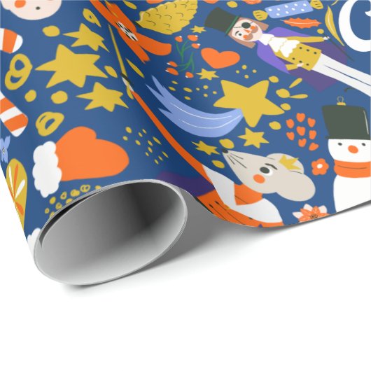 Retro Whimsical Santa Elf Dancer Nutcracker drucke Geschenkpapier (Rolleneckpunkt)