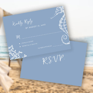 Retro-Whimsical-Schrift Strand-Ziel-Hochzeit RSVP Karte