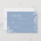 Retro whimsical script beach destination wedding RSVP karte (Vorderseite)