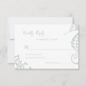 Retro whimsical script beach destination wedding RSVP karte (Vorderseite)
