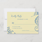 Retro whimsical script beach destination wedding RSVP karte (Vorderseite)