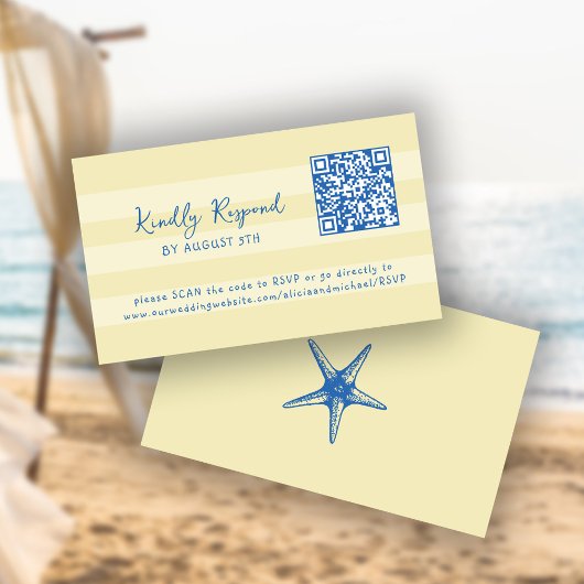 Retro-Whimsical-Sommer-Strand-QR-Code-online-RSVP Begleitkarte