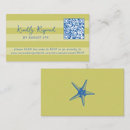 Retro whimsical summer beach QR code online RSVP Begleitkarte (Vorne/Hinten)