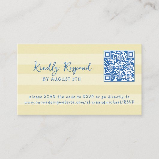 Retro whimsical summer beach QR code online RSVP Begleitkarte (Vorderseite)