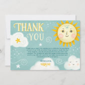 Retro whimsical Sun and Clouds Babydusche Dankeskarte (Vorderseite)