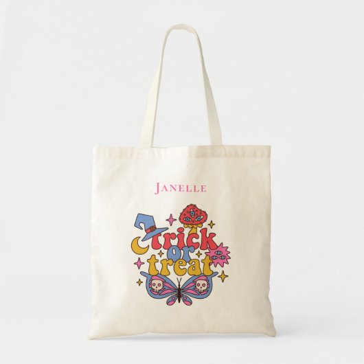 Retro Whimsical Trick oder Tree Halloween Tragetasche (Vorne)