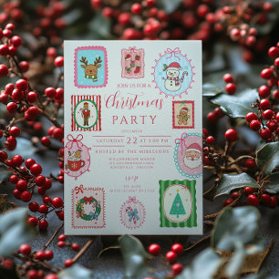 Retro-Whimsical-Weihnachten Einladung