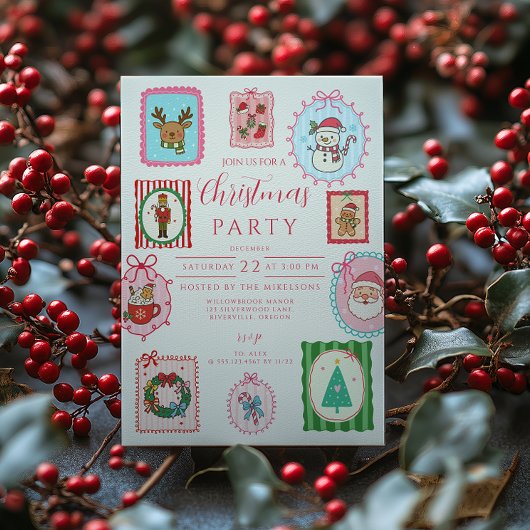 Retro-Whimsical-Weihnachten Einladung