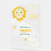 Retro whimsisical Sonne hier kommt der Sohn Baby D Acrylschild (Winkel)