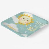 Retro whimsisical Sonne hier kommt der Sohn Baby D Pappteller (Gewinkelt)