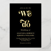 Retro Whimsy machen wir Black Real Gold Foil Einla Folieneinladung (Vorderseite)